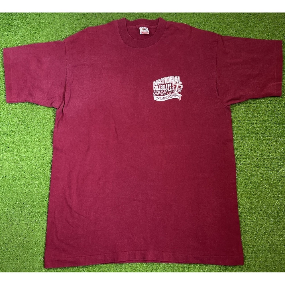 Vintage Texas A&M Shirt L Single Stitch Aggie Gymnastics 1995 Nationals ROCK USA